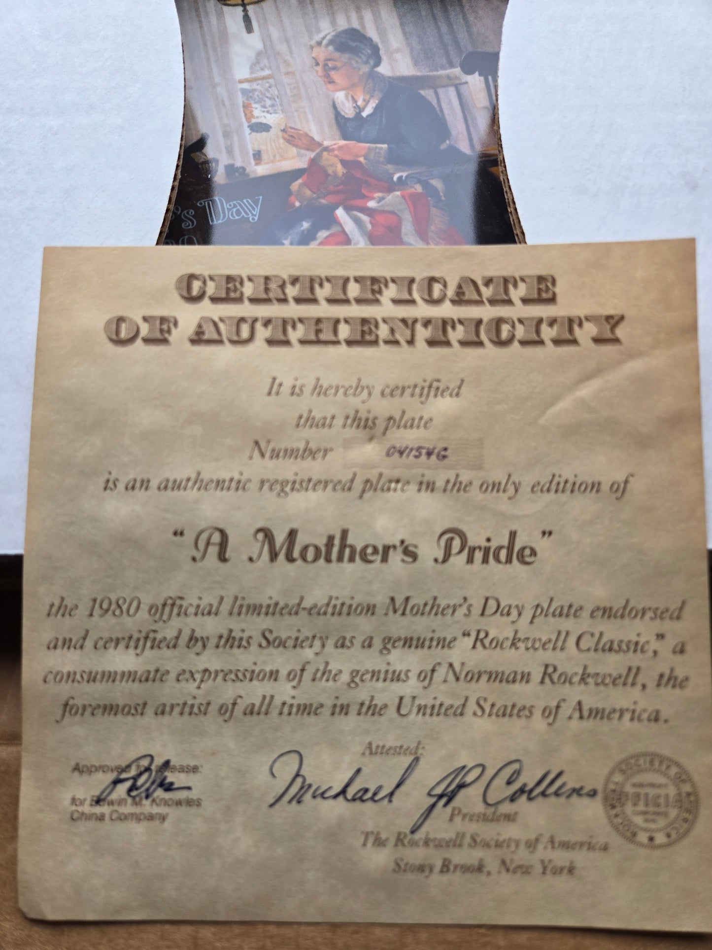 Norman Rockwell Collector Plate "A Mothers Pride"