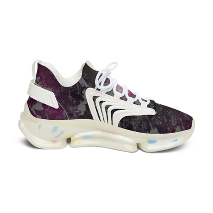 Women's Mesh Sneakers grunge skull in purple