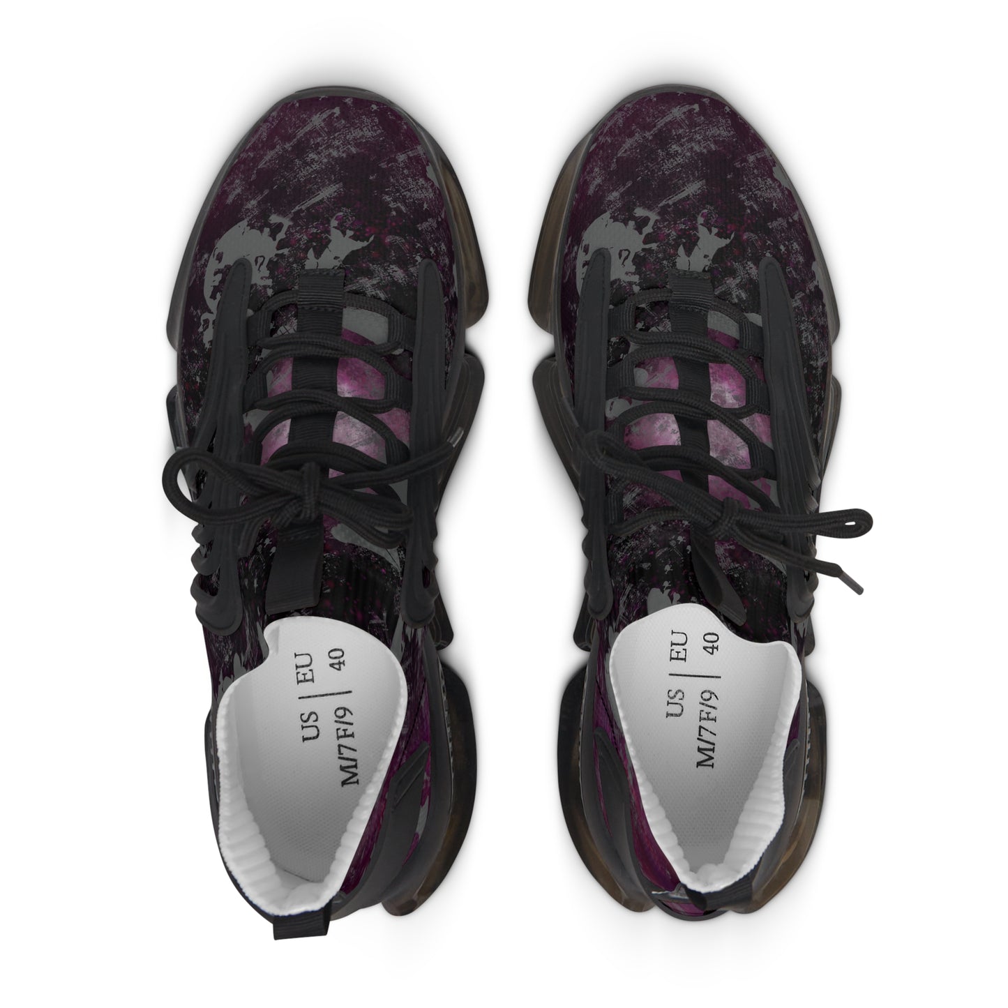 Women's Mesh Sneakers grunge skull in purple