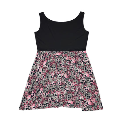 Pink skulls 'Women's Skater Dress (AOP)