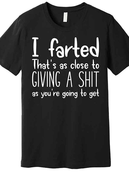 1 Men's Humorous "I Farted" Graphic Print Crew Neck Short Sleeve T-Shirt - Pure Cotton, Summer Casual, Streetwear-Ready, Comfortable, and Relaxed Fit