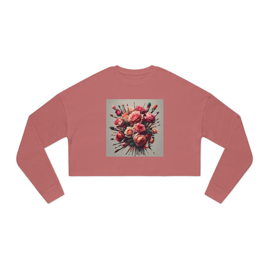 Roses and paint brushes Women's Cropped Sweatshirt