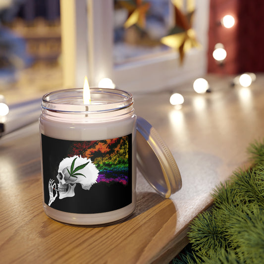 Candle - Stoner Skull with Rainbow Smoke Design