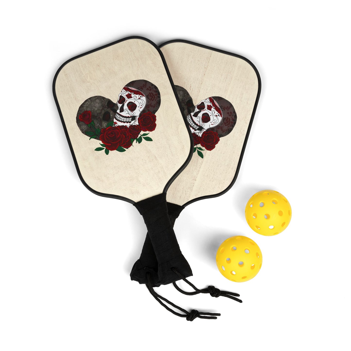 Lace Sugar Skull heart and roses Pickleball Kit