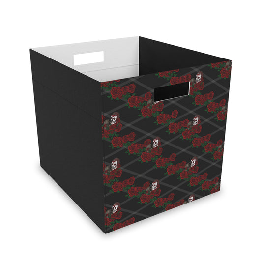 Storage Box - Red and Black Diamond Back Roses Skull Design