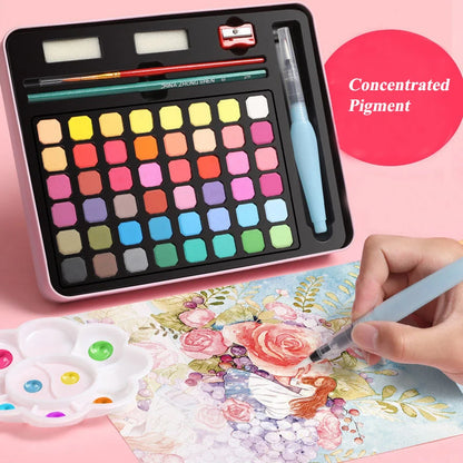 Solid Watercolor 48 Colors with Brush&Paper Acuarelas Pigmento Painting Set With Pigmentation Kids Artists School Art Supplies