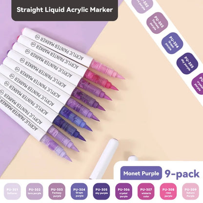9pcs/Box Mix Color Acrylic Markers Set Art Rock Painting Pens Kids Gift Graffiti For Stone Glass Book Shoes DIY Craft Supplies