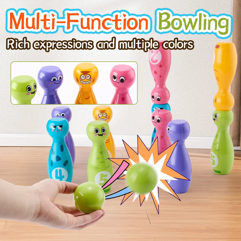 Bowling Ball Toy For Kids Indoor And Outdoor Recreational Sports Toys Box Packaging 10 Bottles And 2 Balls Christmas Gifts