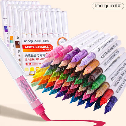 Languo 18-54 Color Liquid Straight Acrylic Marker,Nylon Soft Tip for Stackable Colors,Drawing,learning Art Supplies Stationery