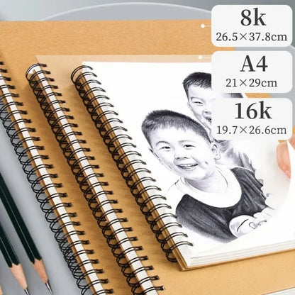 A3/A4//A5/8k/16k Sketchbooks for Drawing Sketching Paper Pad Inner Blank Drawing Graffiti Art Supplies 120g 160g Spiral Notebook
