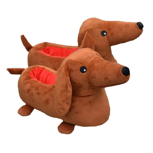 Dachshund plush slippers inside 29cm  stuffed Home Thick Sole Cotton Slippers Cute Warm Slippers Pet Mom Gift