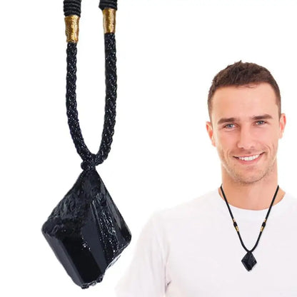 Black Tourmaline Tourmaline Necklace Natural Stone Crystal Points Pendant Stone Necklace For Men & Women Jewelry Gift Hot Sale