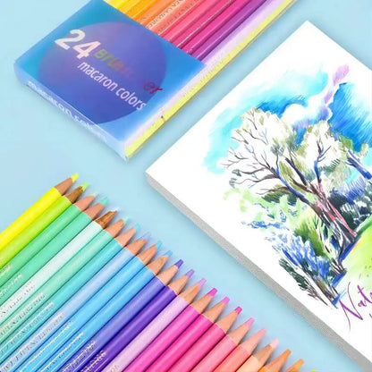 Brutfuner 12/24Colors Set Makaron Color Pencils Sketching Wood Colored Pencils Painting For Student Artist Drawing Art Supplies