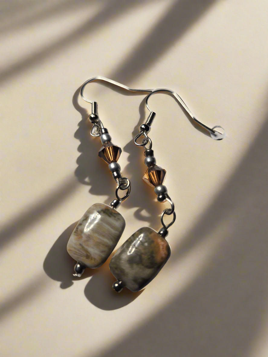 Petoskey stone earrings