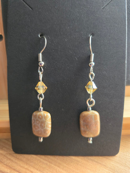 Petoskey stone earrings